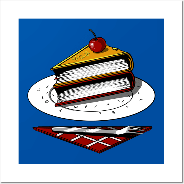 Books Cherry Cake Funny Reading Lover Wall Art by underheaven